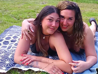 Hot Latina MILF Cheats on Husband with Friend - Outdoor Sex & Lesbian Kissing