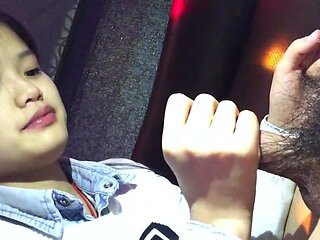 Sexy asian blowjob backside handjob and cock milking