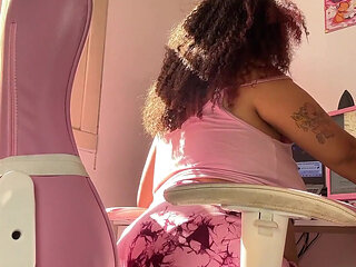 Chubby BBW Farts While Working at Computer