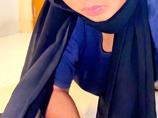 Curvy Muslim stepmom Anippe gets stuck on the tea table and craves a stranger's big cock