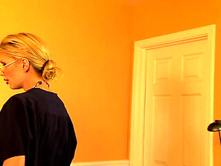 Sexy blonde babe masturbating on her bed