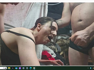 Delilah's Deep Throat Adventure with Two Guys - Amateur MILF Loves Double Blowjob