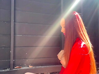 Italian Horny Milf Artemisia Love showing her juicy tits outdoor for the camera