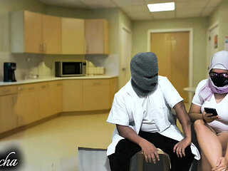 Asian Hijab Muslim sexy nurse seduce foreign doctor dick doctor eats my pussy