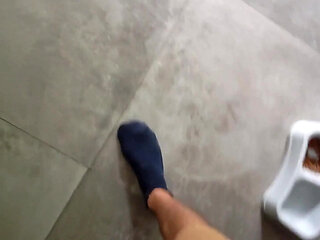 Handsome Amateur Made His Big Cock Cum Close up and Stained His Pants with Cum