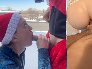 Santa Claus Gives Me an Anal Cream Pie 8 Inch Big Dick Deep Throat in the Snow
