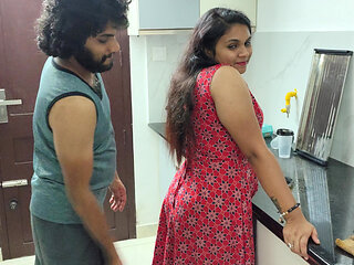 Wife and husband first time sex and it happens in kitchen and sofa sex while no one in home