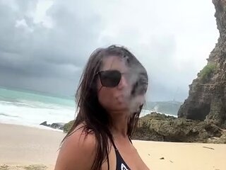 First time amateur brunette solo with dildo