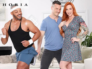 Redhead MILF Takes Hubby's Cock & Neighbor's Massive Dick - Anal Blowjob MMF Threesome