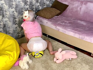 DIAPER: Adult baby Mia Mimi wet and messy playtime