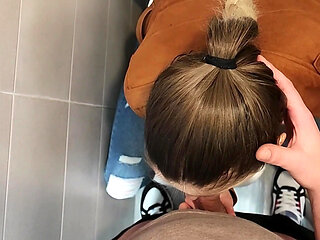 Blowjob Riskged in the Bathroom of the University with My Professor!