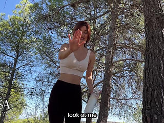 A Little Guy Cums in My Mouth Outdoors - Watching- Spandex-pov