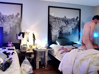 Take Her Doggy and She Leads Me to the Edge of the Bed, See What She Knocks off Bed, P in Her