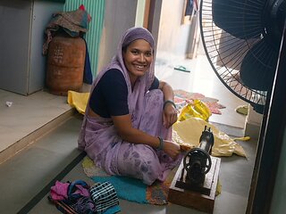 Indian Rajsthani Bhabhi In Work Sewing Machine Handmade By -snapchat143