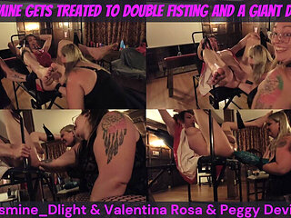 Jasmine_dlight & Valentina Rosa & Peggy Deville - Jasmine Gets Treated to Double Fisting and a Giant Dildo