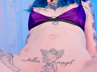 Coyemoo, the German Blue Haired & Split-tongued Alt-model, Gets a Rough Fuck in POV