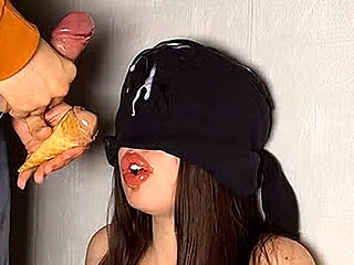 Ice Cream Game. Step Sis Getting a Huge Cumshot on Her Face During the Taste Game