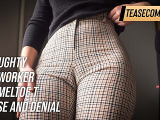 Naughty Coworker Cameltoe Tease and Denial