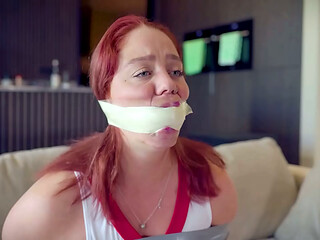 Daisy - Cheerleader Tied and Tape Gagged by captor big tits EP
