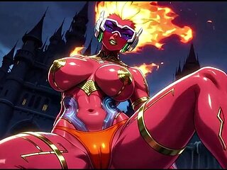 Fire element demon sexy pose Ai animation
