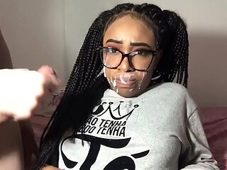 Bruna Black caught masturbating in bathroom - takes two huge facial cumshots