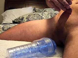 Quick fleshlight fuck for a leaking cock before giving in  to the sensation and cumming