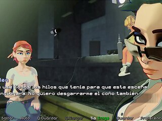 Hentai anime with busty redhead in a sexy visual novel