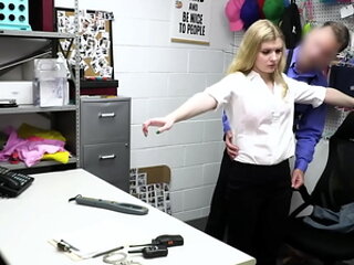 Mature shoplifter and her stepdaughter gets rouogh fucked on CCTV after they got caught