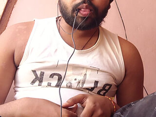 Watching an hotty porn video at terrace alone