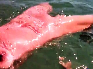 Naked Swimming MILF at the Beach