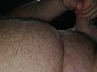 fat me jerking off my hard cock and shooting my load all over my chubby belly