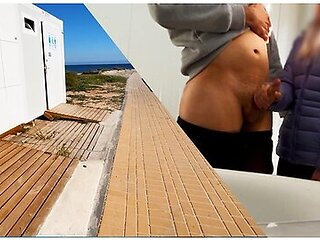 Dick Flash! A Girl Catches Me Masturbating In A Public Toilet On The Beach And Helps Me Finish