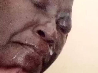 BBW Grandma Gives Her Grandson in Law Deep Throat Blowjob Fucked and Cumshot on Her Face