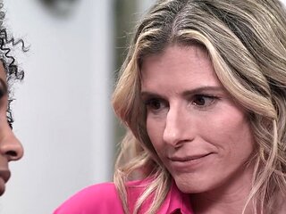 Cory Chase adds whipped cream to Olivia Jay's chocolate pie