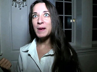 Petite Brunette Freya Von Doom Gives Intense Blowjob and Handjob on Sofa - Tiny Tits, Big Ass, Swallowed Cum