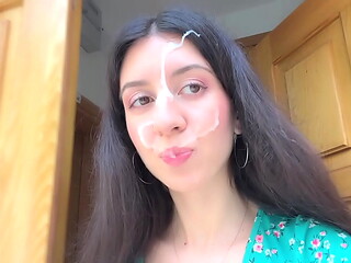 Hottie Lost the Game and Had to Walk with Cum on Her Face - Cumwalk