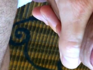 Hairy Daddy's Big Uncut Cock Cums Hard