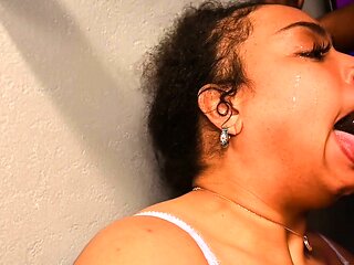 Light Skin Ebony Mixed Slut Punished With A Throat Fucking