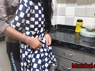Desi Indian Husband Fucks Wife Hardcore in Kitchen - Mumbai Ashu Anal Doggy Style Creampie