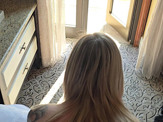 Real amateur milf fucked and creampied with hotel door open