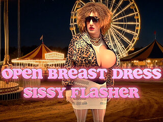 Open Breast Dress Sissy Flasher