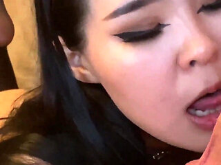 Asian Teen Gives Amazing Blowjob and Gets Huge Facial Cumshot