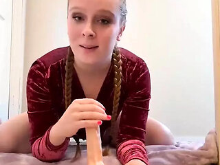 Redhead Riding Dildo While Talking Dirty