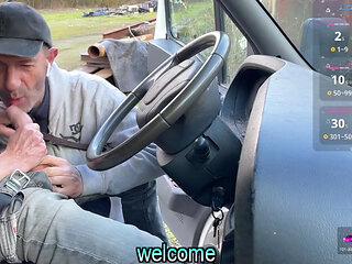 Showing Off My Big Bulge in My Truck - He Ends Up Sucking Me Hard
