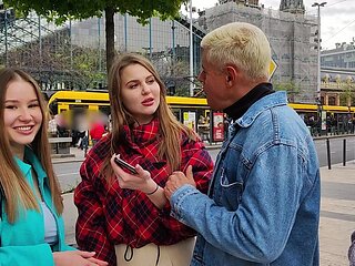 Two hot girls share a big cock in an intense threesome with Porno Dan.