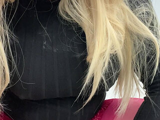 Horny sissy crossdressing trans almost cums on a cock and then talks to his milf stepmom about sucking cock