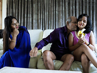 Old Father in law hardcore sex with her 2 step daughter thresome