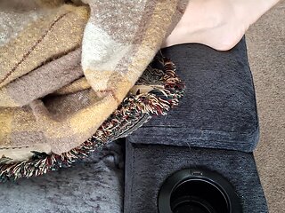 Masturbating off and jizz shot on her uber-cute soles and toes