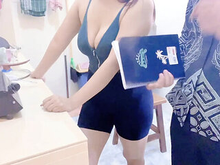 Naughty Teen Landlady Gets Free Pussy Filled For Rent - Indonesian Homemade Kitchen Fuck