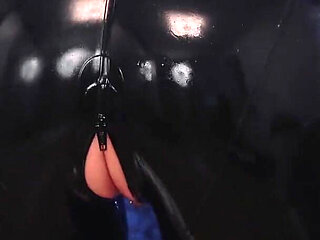 Sexy Latex Model with Curvy Body Rubber Erotic Teasing